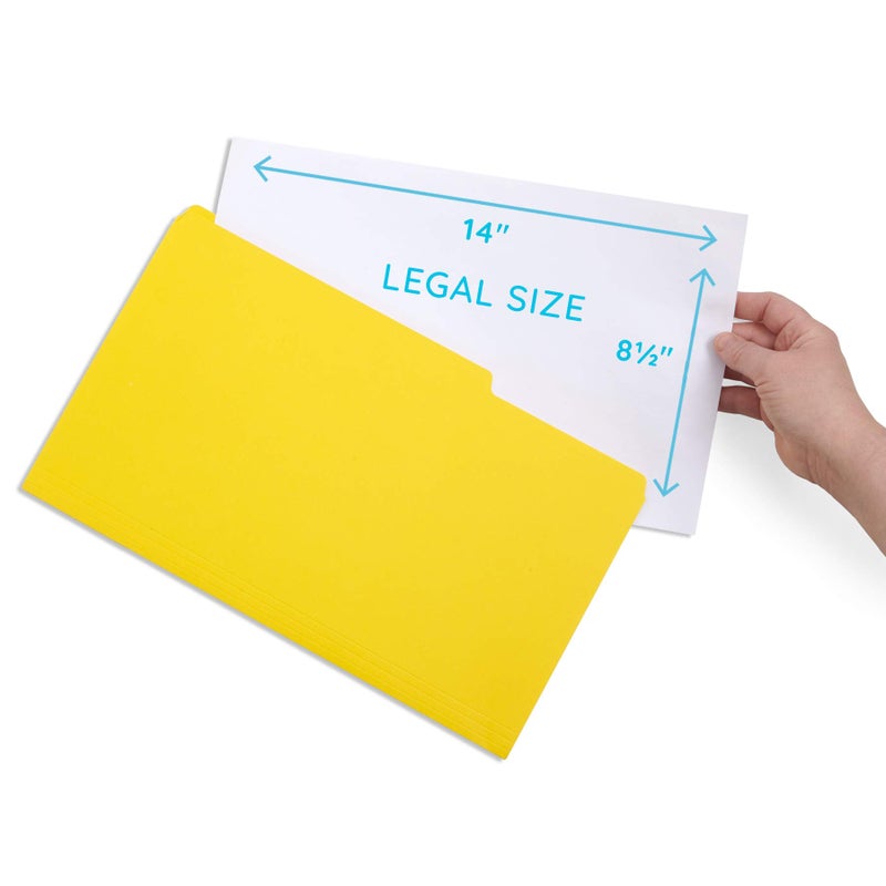 Blue Summit Supplies Yellow Legal File Folders, 1/3 Cut Tab, Legal Size, Great for Organizing and Easy File Storage, 100 Per Box - Image 2